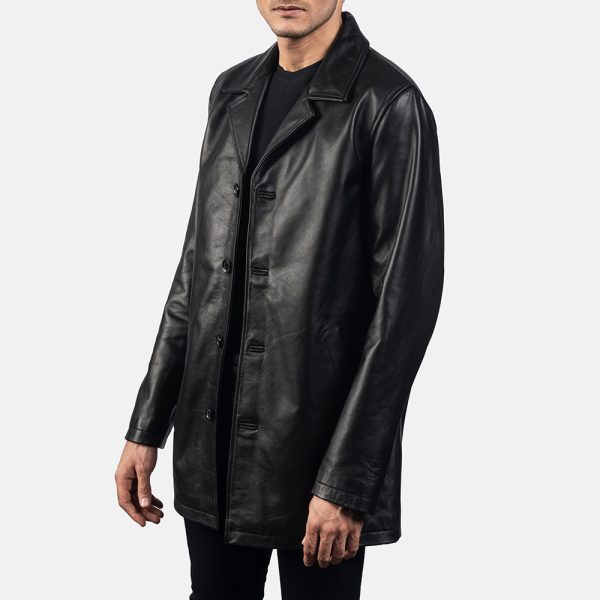 Urban Slate Black Leather Coat US