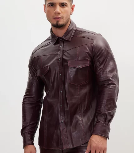 Long Sleeve Leather Shirt