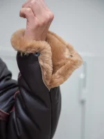 Thick shearling lining inside the B-6 USAAF pilot jacket for maximum insulation