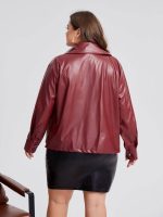 Back of Plus Size Red Leather Jacket