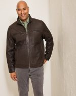Big and Tall Brown Leather Jacket for Men