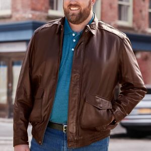 Big and Tall Leather Bomber Jacket