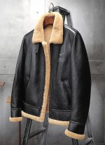 Black Bomber Jacket with Fur Collar