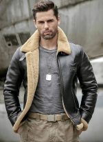 Black Bomber Jacket with Fur Collar