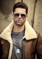 Brown Bomber Jacket with Fur Collar