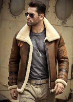 Brown Bomber Jacket with Fur Collar