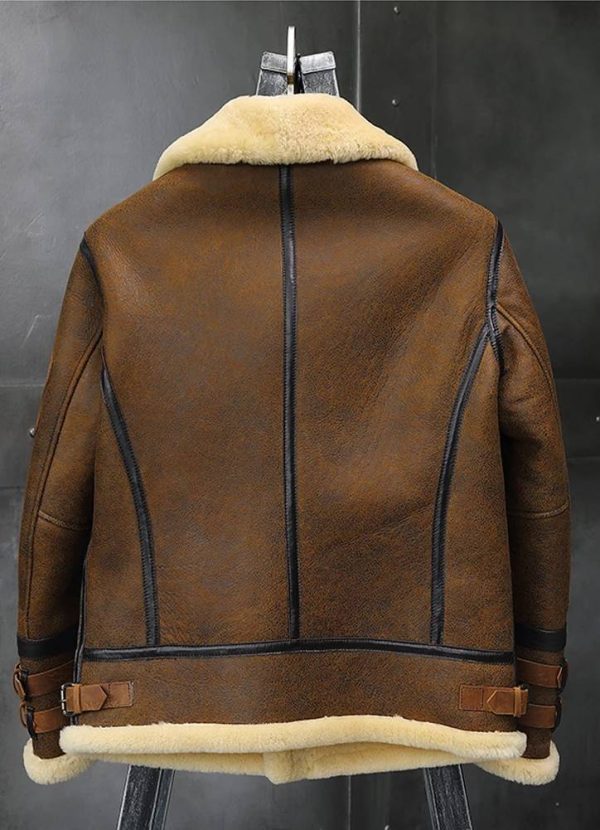 Brown Bomber Jacket with Fur Collar