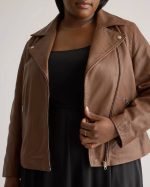 Front of Plus Size Brown Jacket