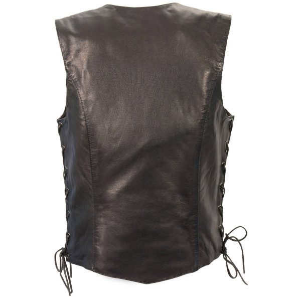 LEATHER WOMENS LIGHTWEIGHT SIDE LACE CONCEAL CARRY VEST 2