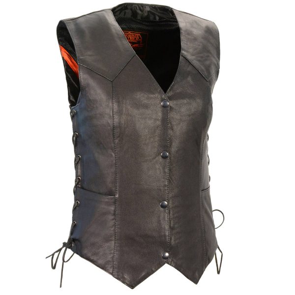 LEATHER WOMENS LIGHTWEIGHT SIDE LACE CONCEAL CARRY VEST