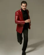 Red Leather Blazer