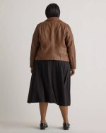 Model Showing Plus Size Brown Jacket