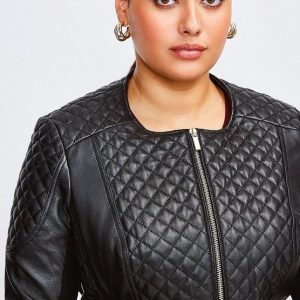 Plus Size Black Leather Jacket