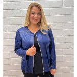 Plus Size Blue Leather Jacket