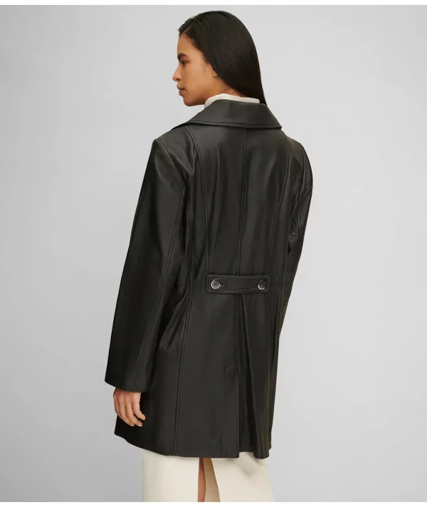 Plus Size Button Front Leather Trench Coats