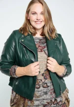 Plus Size Green Leather Jacket