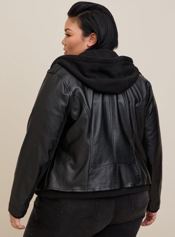 Plus Size Leather Jacket with Hood in Usa