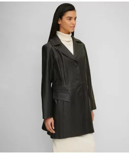 Plus Size Leather Trench Coat