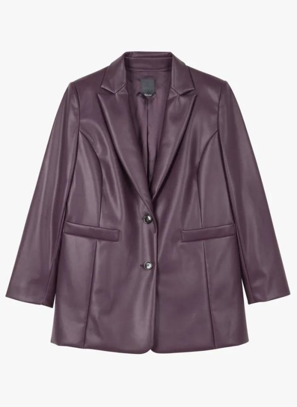 Plus Size Purple Leather Jacket