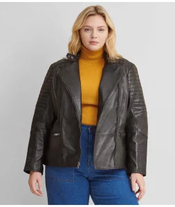 Plus Size Quilted Leather Jacket