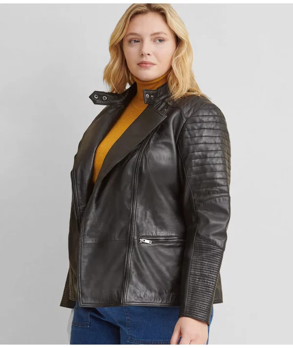 Plus Size Quilted Leather Jacket