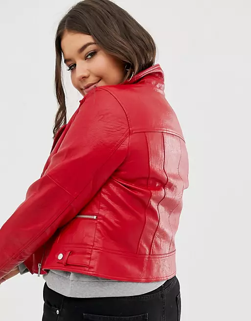 Plus Size Red Leather Jacket