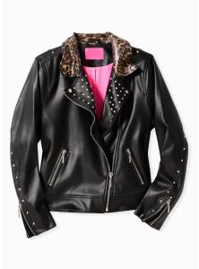 Plus Size Studded Leather Jacket