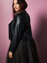 Plus Size Studded Leather Jacket