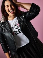 Plus Size Studded Leather Jacket