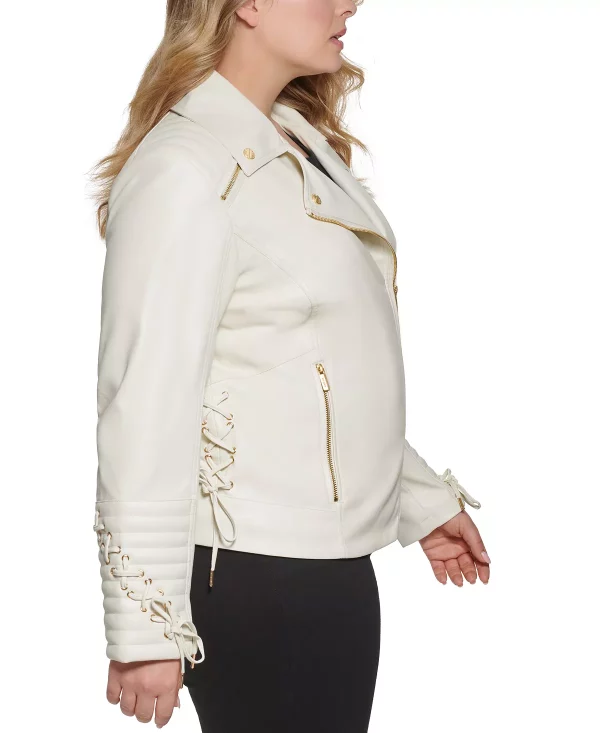 Plus Size White Leather Jacket
