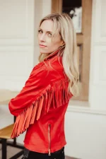 Red Leather Fringe Jacket