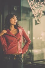 Red Leather Fringe Jacket