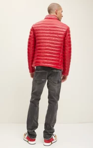 Red Leather Puffer Jacket