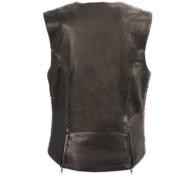 WOMENS LIGHTWEIGHT CRINKLE SNAP FRONT LEATHER VEST 3