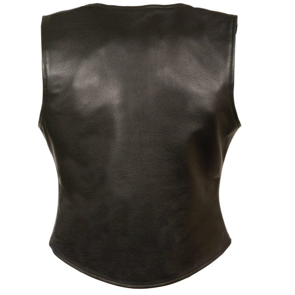 WOMENS SNAP FRONT LONG BODY LEATHER VEST 2