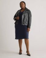 Women Plus Size Black Leather Jacket