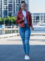 Dark Red Leather Jacket