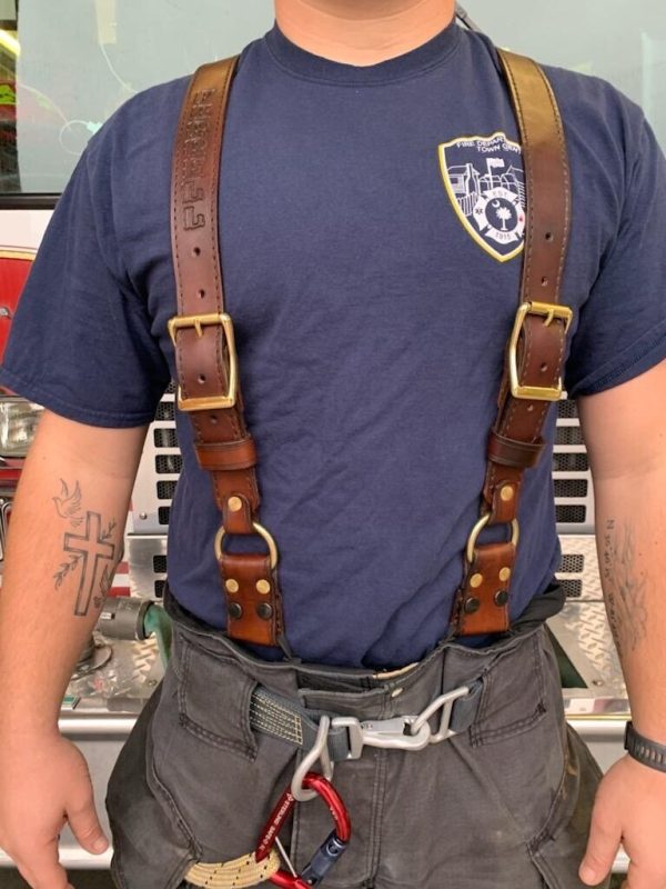 leather suspenders firefighter
