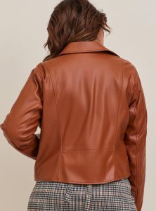 Plus Size Brown Leather Jacket