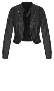 Plus Size Cropped Leather Jacket