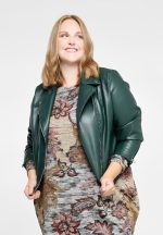 Plus Size Green Leather Jacket