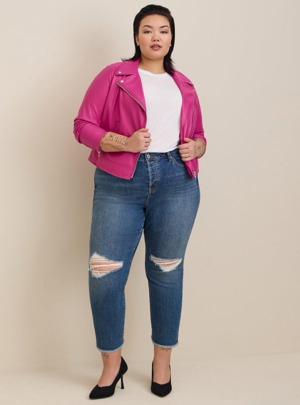 plus size pink leather jackets