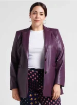 Plus Size Purple Leather Jacket