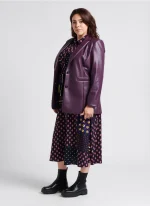 Plus Size Purple Leather Jacket