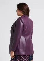 Plus Size Purple Leather Jacket