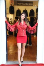 Red Leather Fringe Jacket