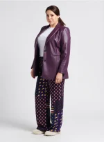 Plus Size Purple Leather Jacket