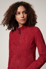 Red Suede Leather Jacket for Women