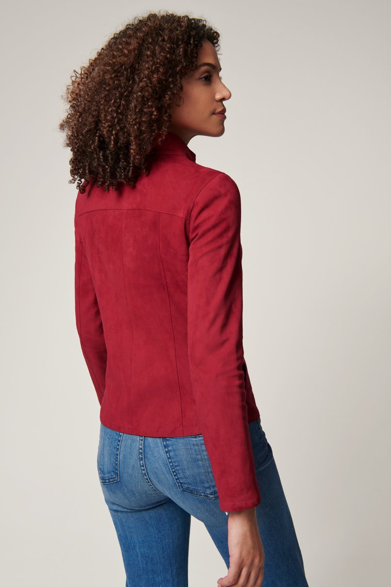 Red Suede Leather Jacket | Free Shipping