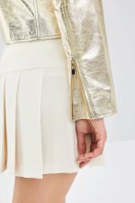 Women Gold Leather Jacket